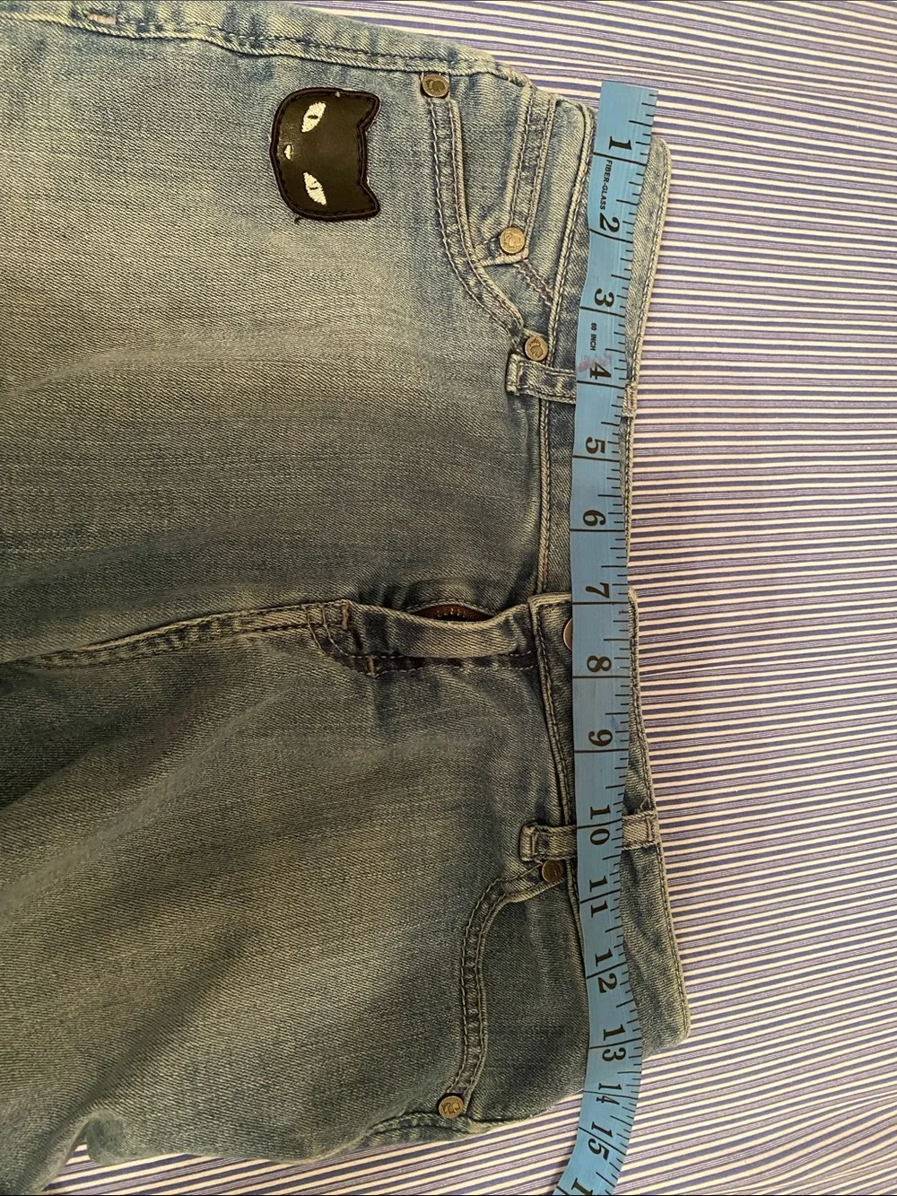 Karl Lagerfeld Light Blue Denim girl Shorts with Cat Patch size 16